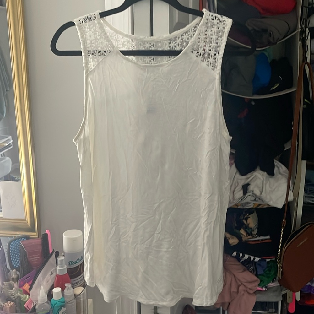 white flower mesh tank top